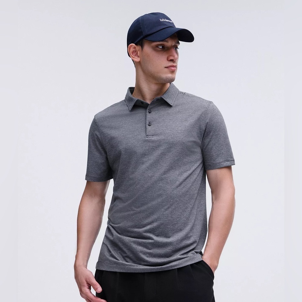 Lululemon Heathered Black Evolution Short-Sleeve Polo
